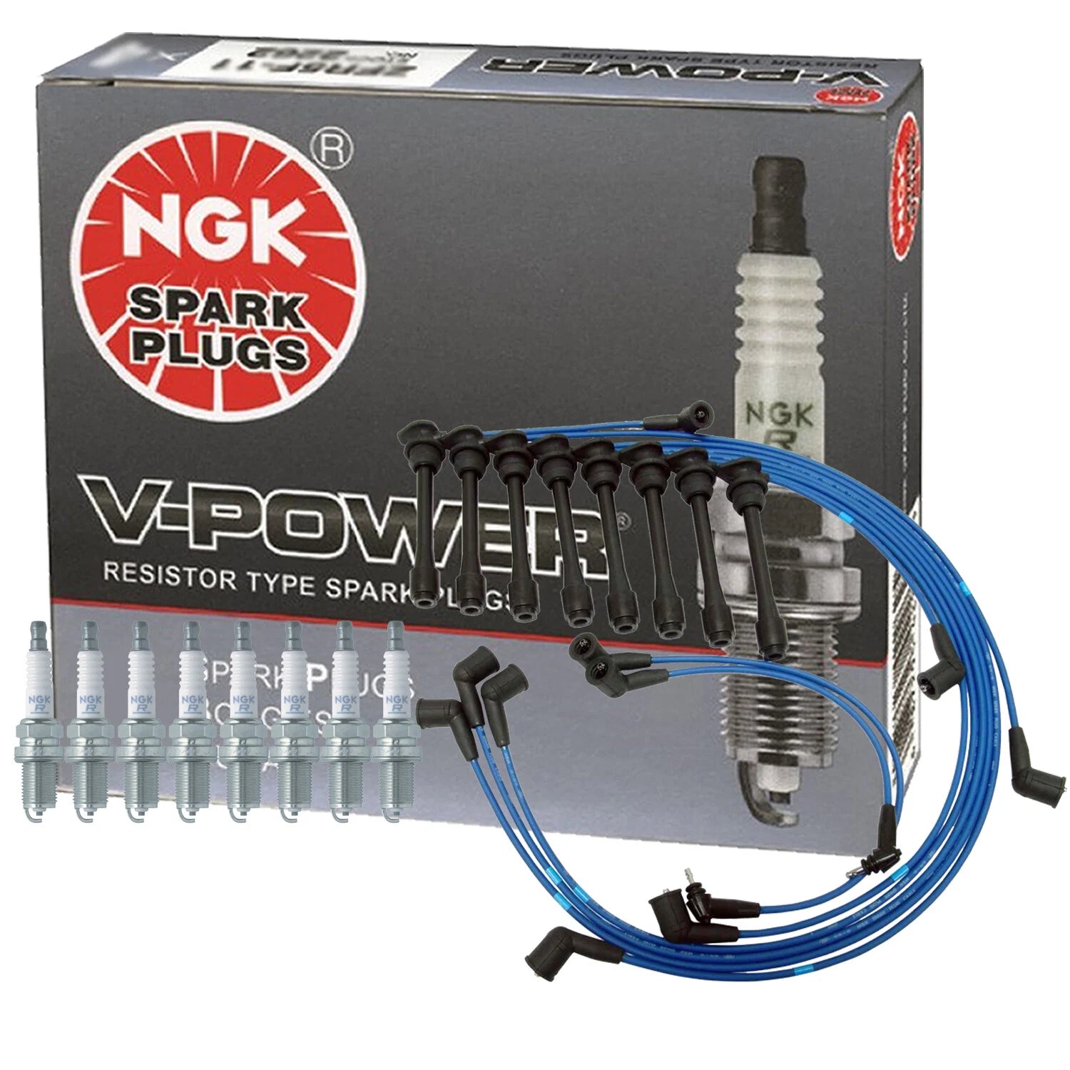 Set of 8 NGK V-Power Spark Plugs for Lexus LS400 SC400 (1990–2000)