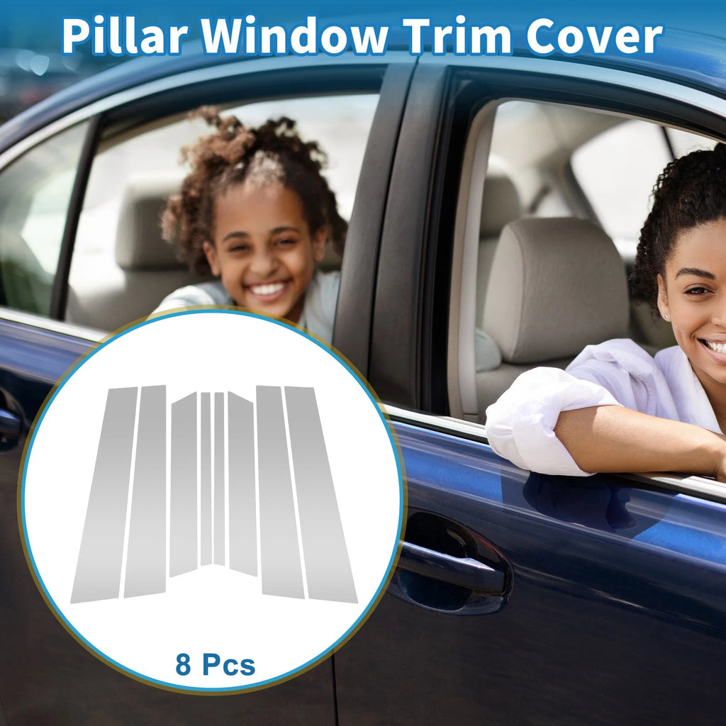 8pcs Door Pillar Window Trim for Ford Territory (2023–2024) Silver Tone