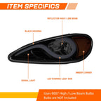 LED DRL Headlight Lamps for Pontiac Grand Am (1999–2005) Smoked Housing Amber Corner