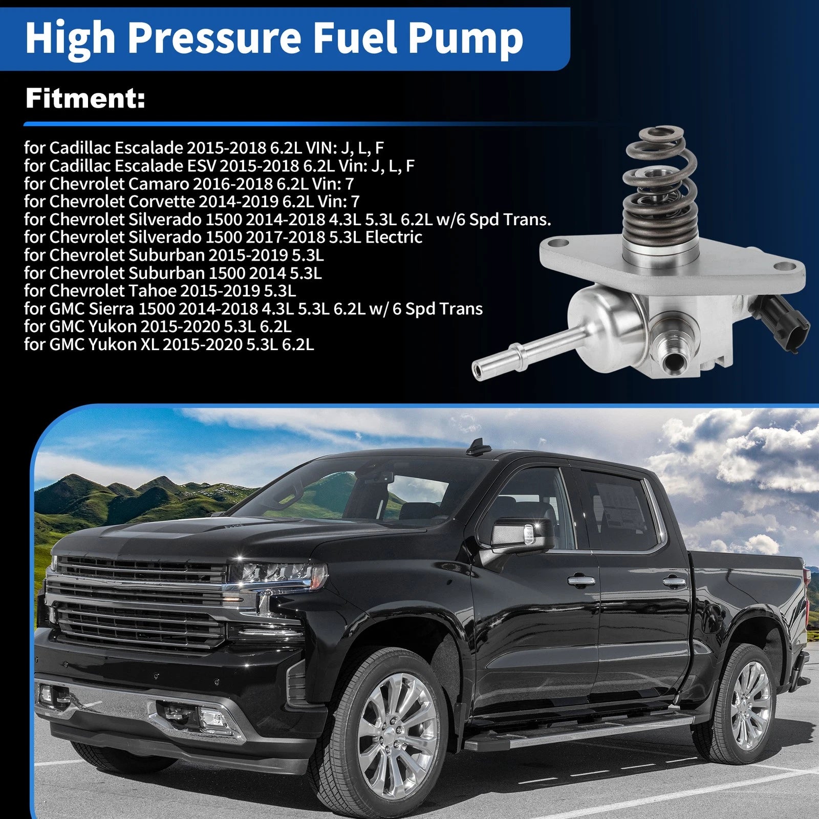 GDI High Pressure Fuel Pump for Chevrolet Silverado 1500 Tahoe (2014–2019)