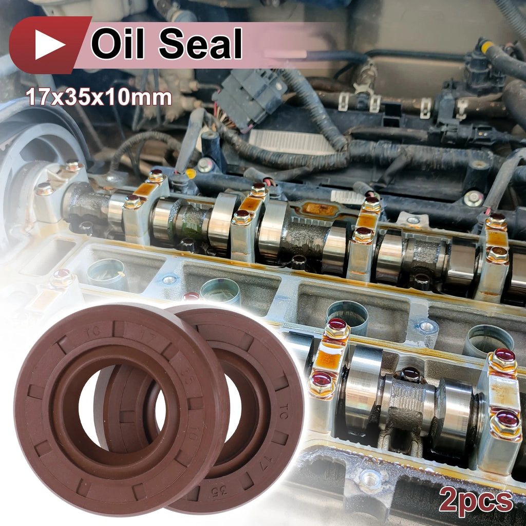 2X Oil Seal Rotary Shaft Seal FKM Rubber 17x35x10mm for Various Models