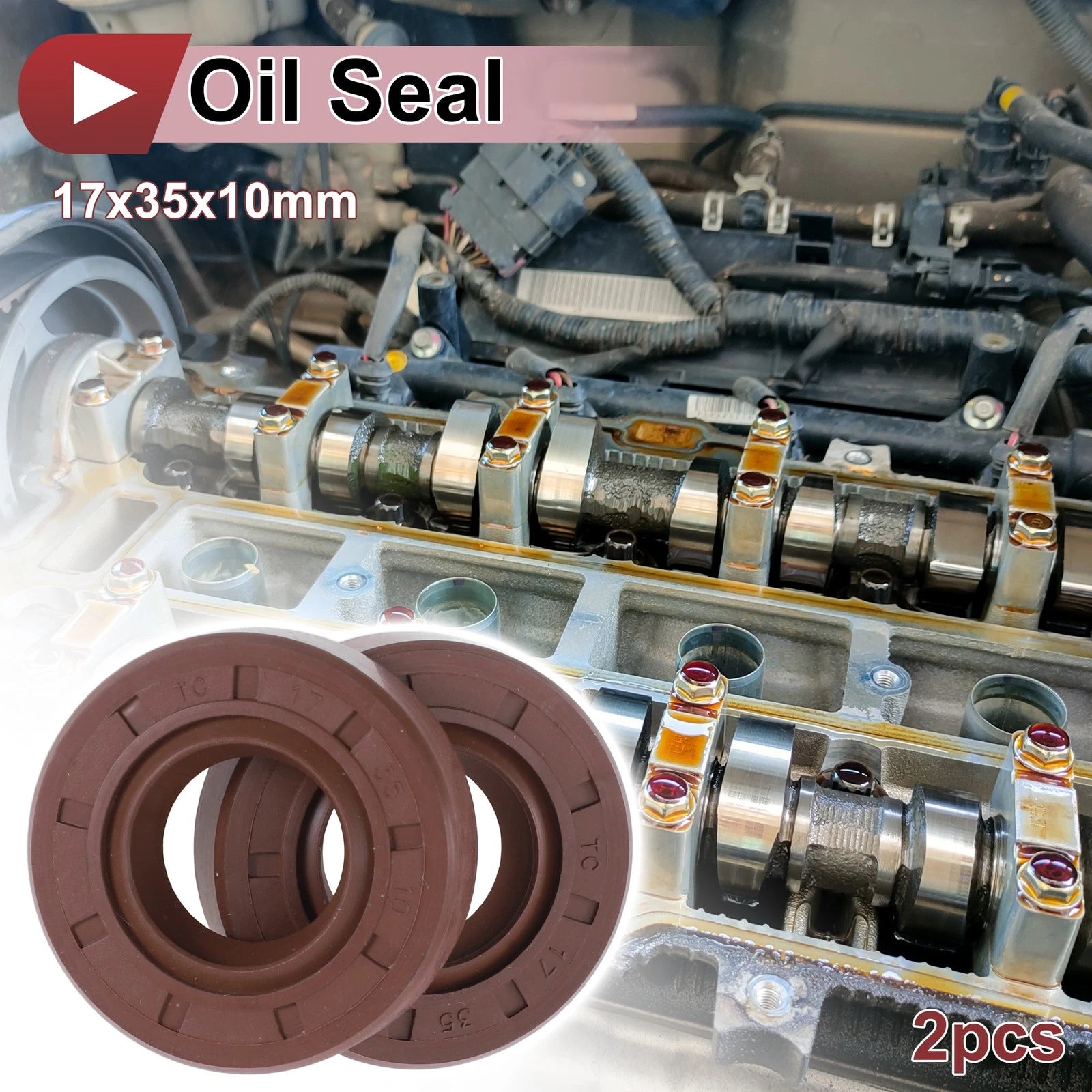 2X Oil Seal Rotary Shaft Seal FKM Rubber 17x35x10mm for Various Models