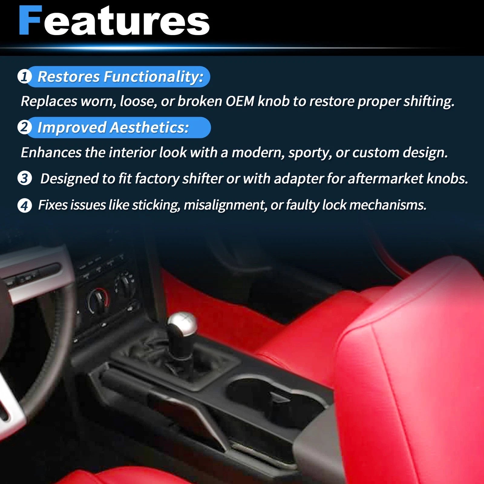 5MT Gear Shift Knob Dust Boot for Ford Mustang (2005–2009) No. 8R3Z7277AA