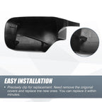Pair Rearview Mirror Cover Cap Gloss Black for BMW E39 E46 325i 328i (1998–2005)