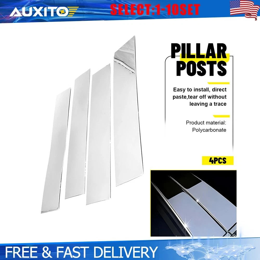 Window Pillar Covers for Ford F-150 (2015–2021) SuperCab SuperCrew Chrome 4-40X