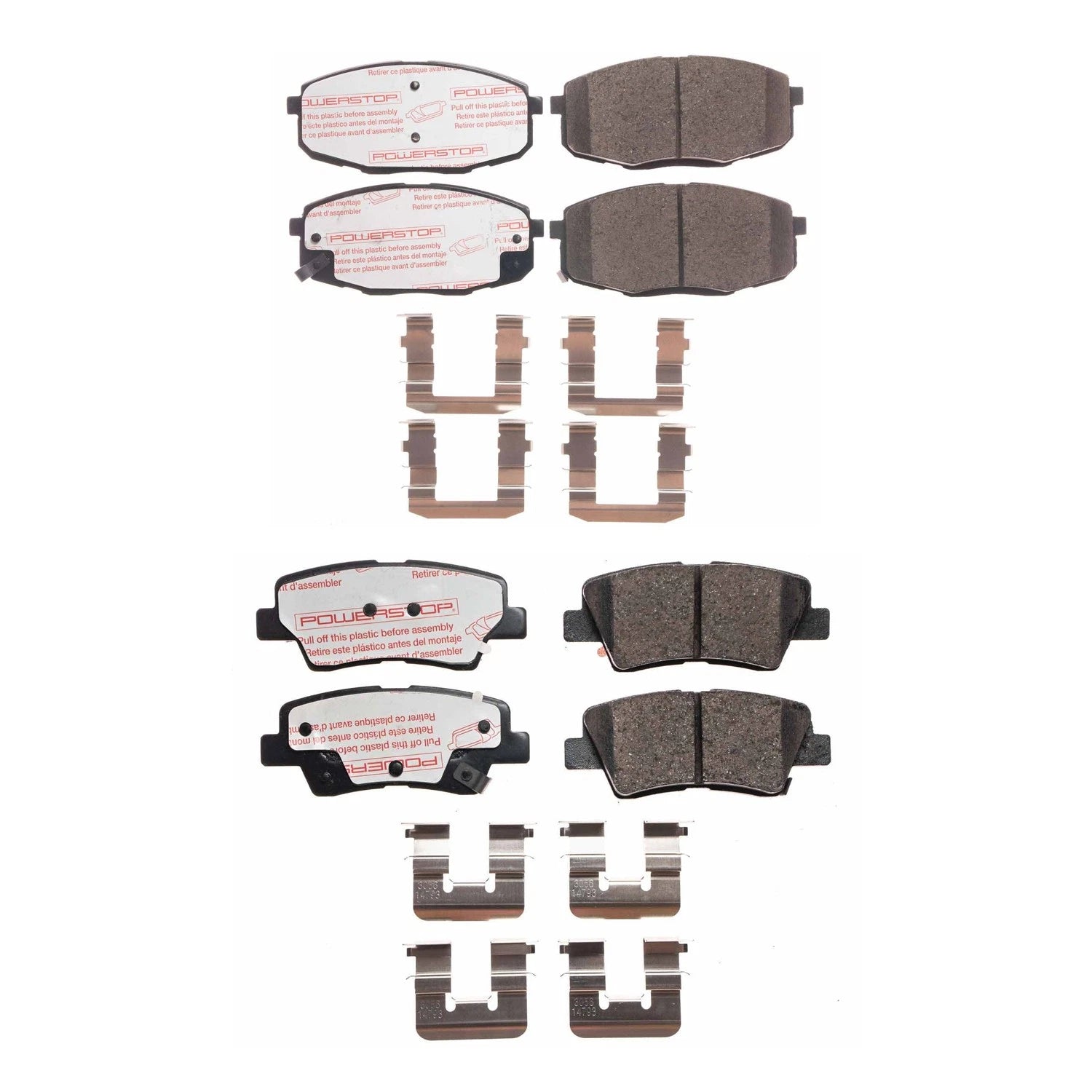 PowerStop Front & Rear Carbon Fiber Ceramic Brake Pads Kit for Kia Soul (2014–2016)