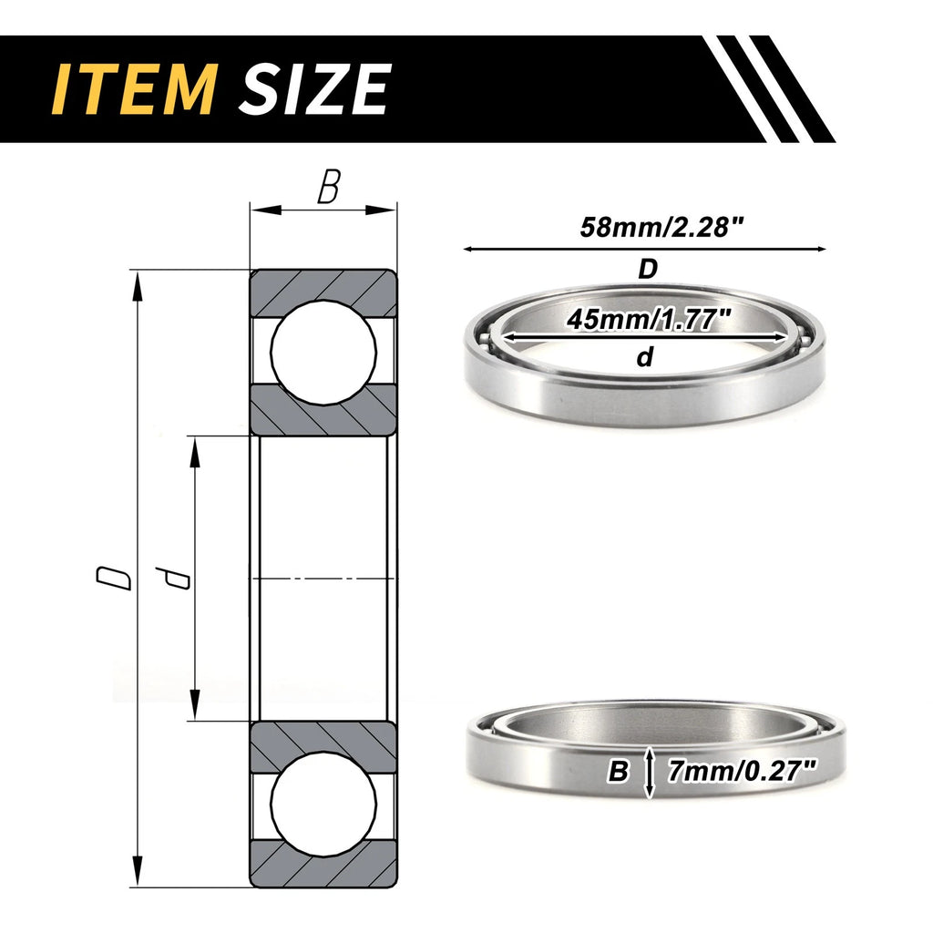 Deep Groove Ball Bearing 45x58x7mm for Scooter Skateboard (1 Pcs)