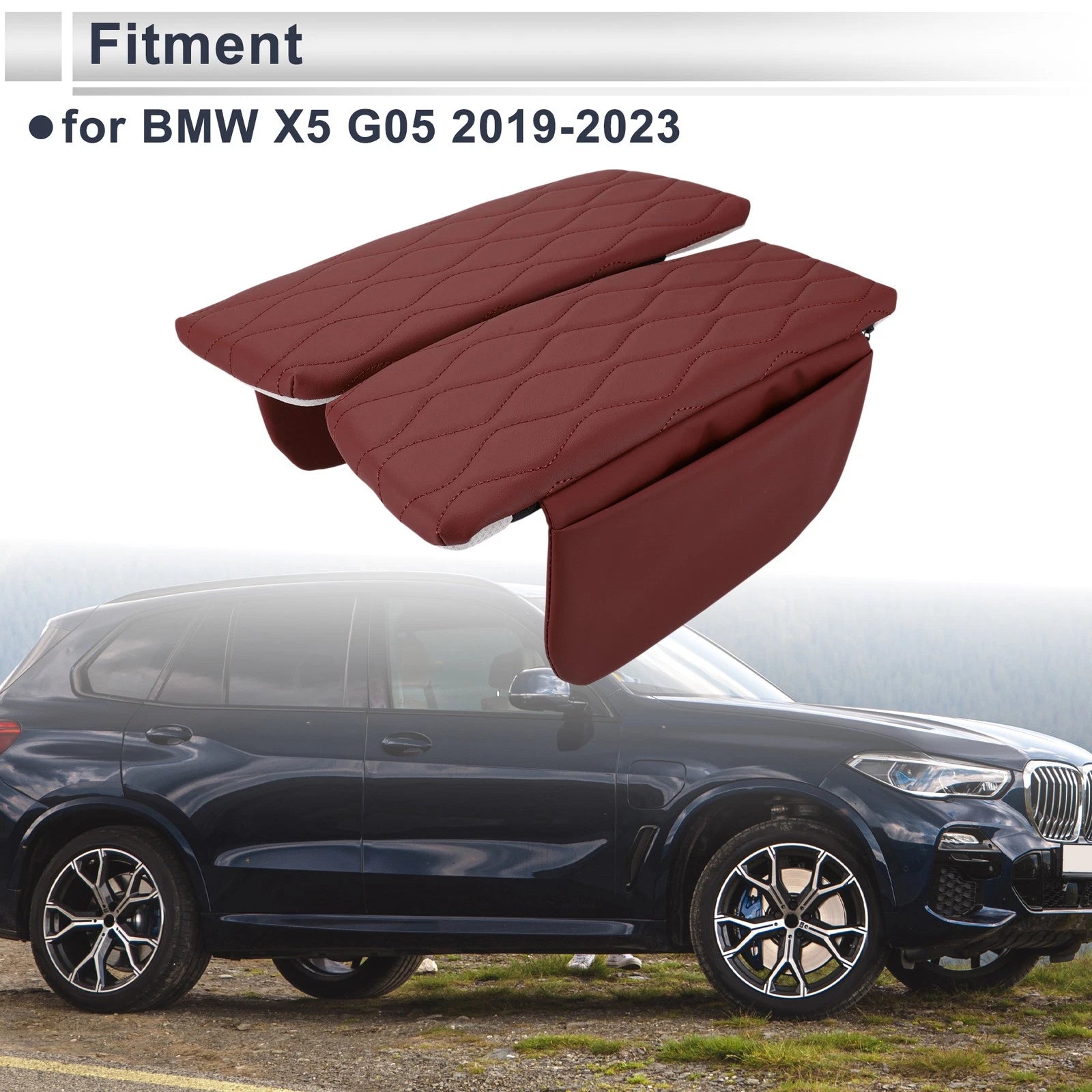 Center Console Cover with Storage Bag for BMW X5 G05 (2019–2023) Deep Red