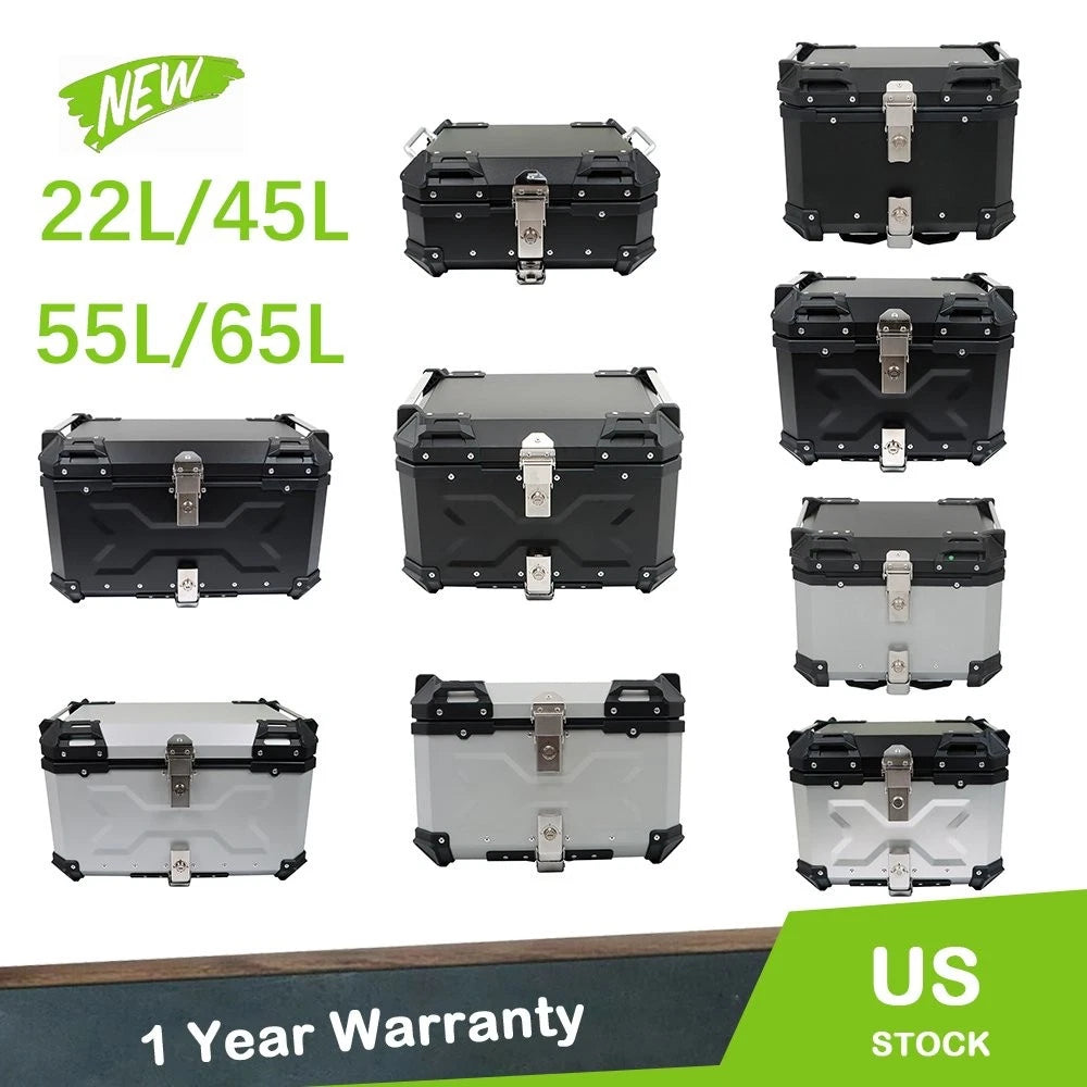 Aluminum Motorcycle Trunk Tour Tail Box Luggage Storage Top Case for