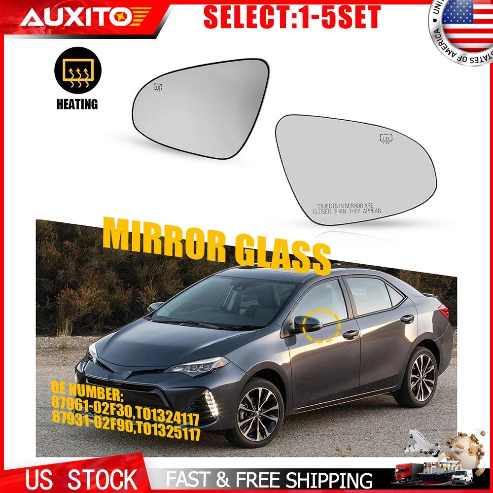 Heated Mirror Glass LH RH for Toyota Corolla (2014–2019) 8793102F90 87961-02F30