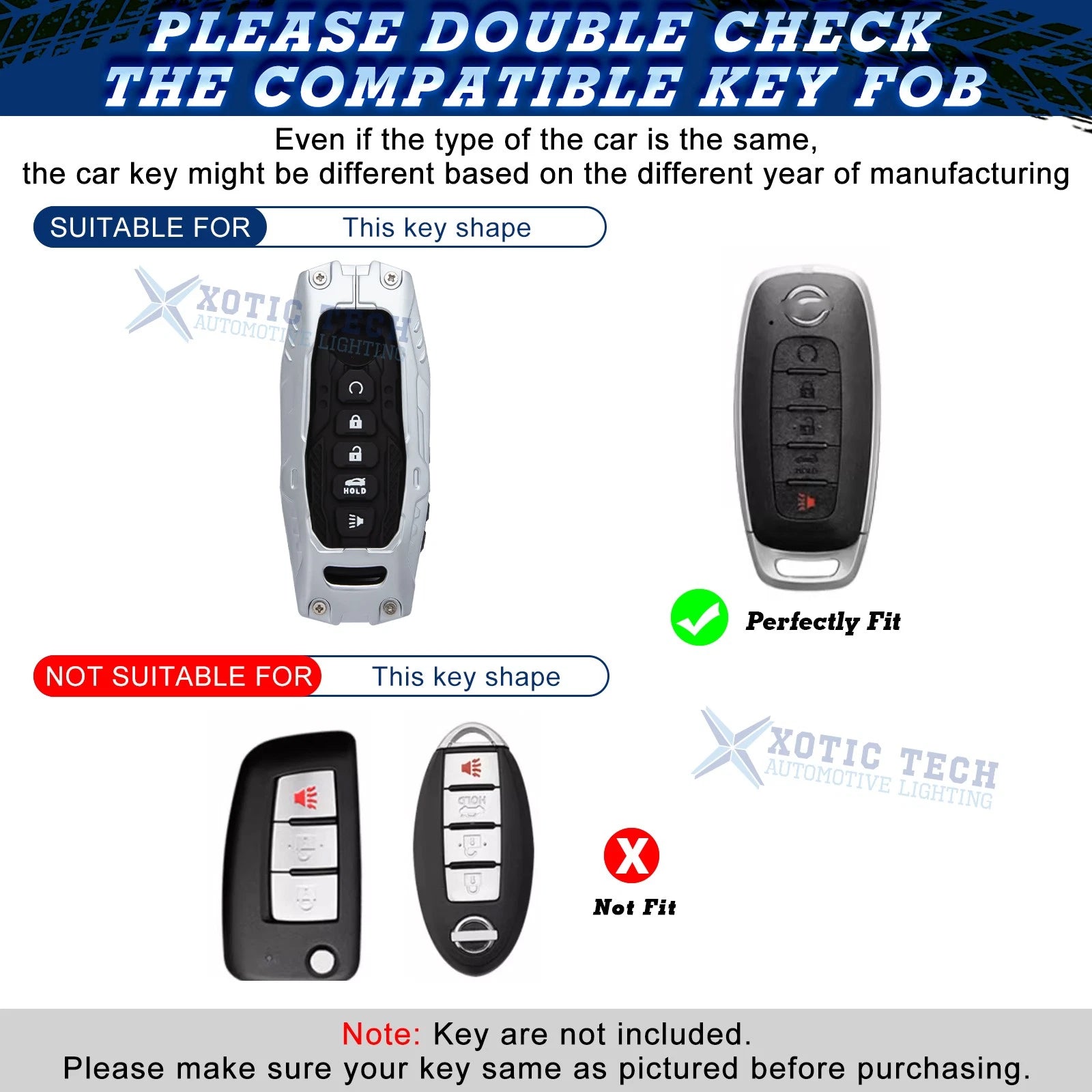 Heavy Duty Key Fob Case Protector for Nissan Kicks Sentra Versa (2000-2024)