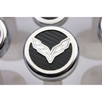 Chrome Cap Covers White Carbon Fiber Flag Inlay for 2014-2019 Corvette Z06