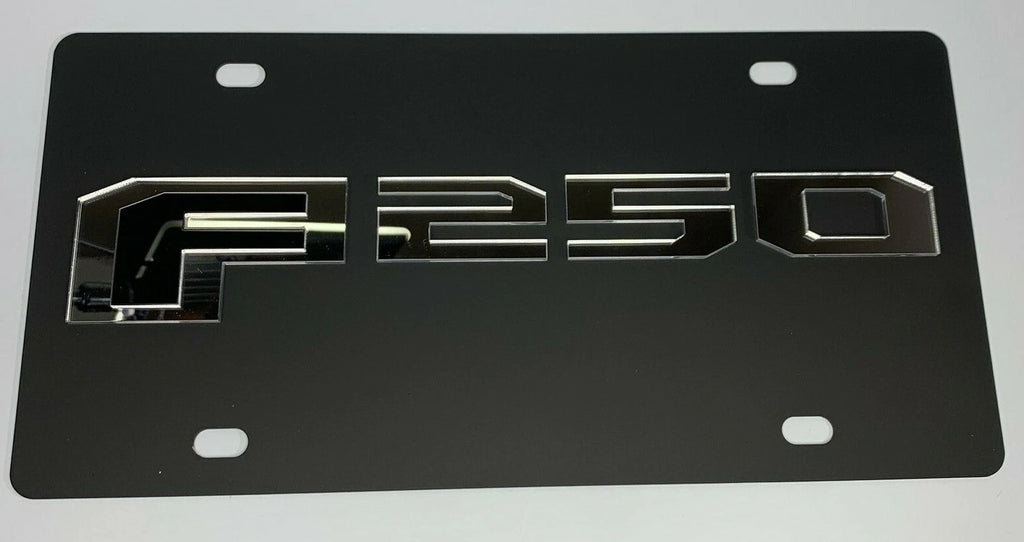Vanity License Plate for Ford F-250 Licensed Mirrored Emblem Matte Black (2017–2024)