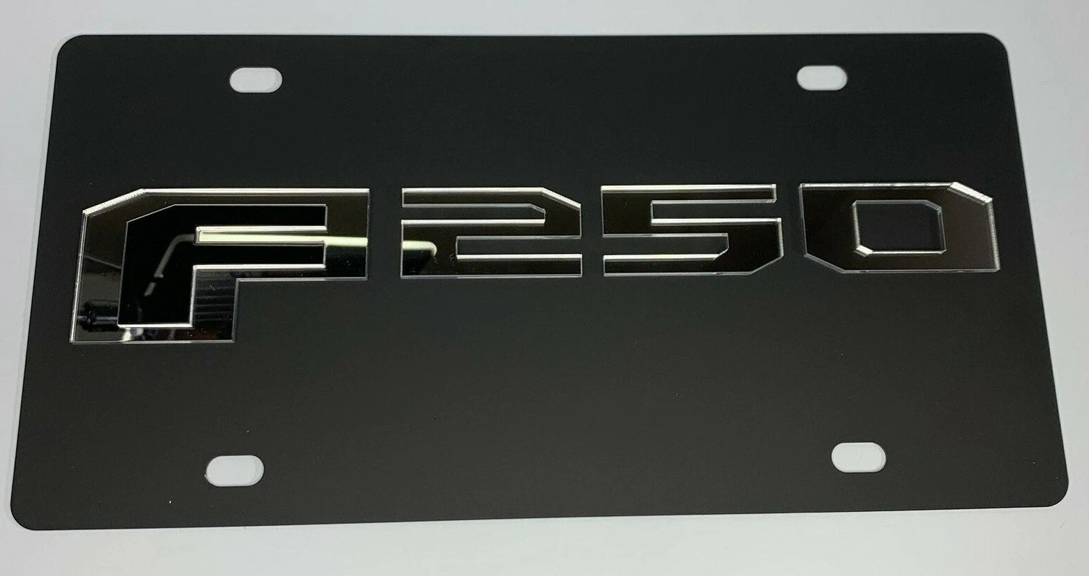Vanity License Plate for Ford F-250 Licensed Mirrored Emblem Matte Black (2017–2024)