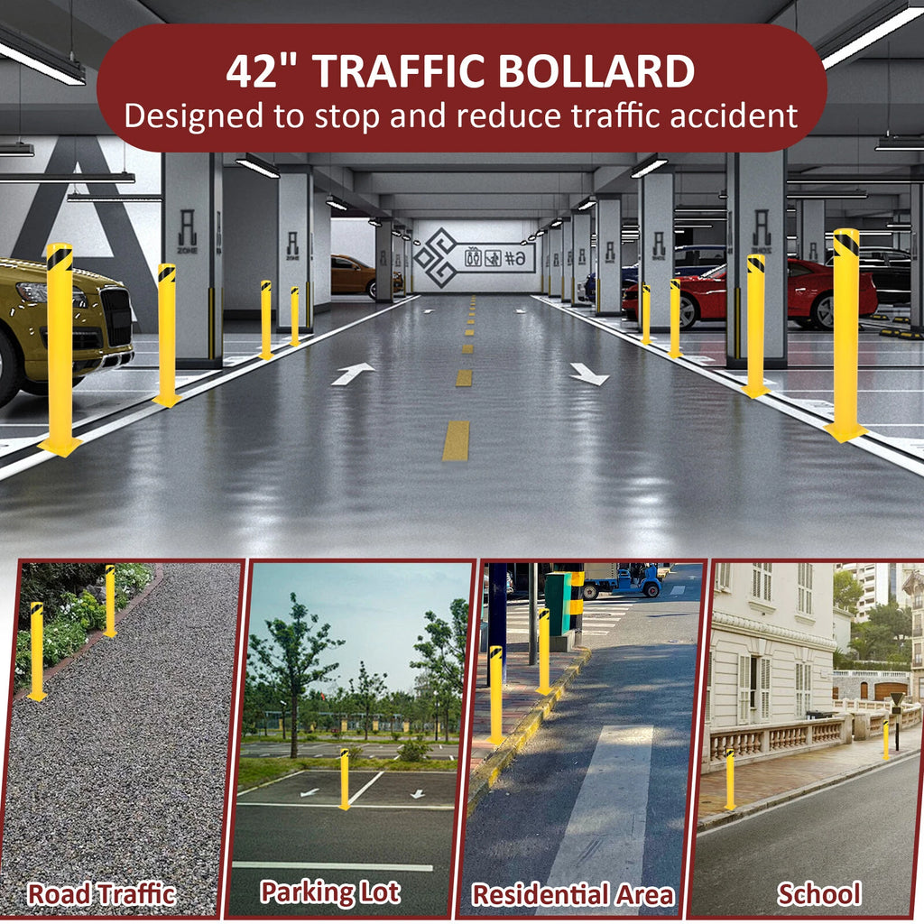 Safety Bollard for Various Applications (42" H, 5" D, Yellow)