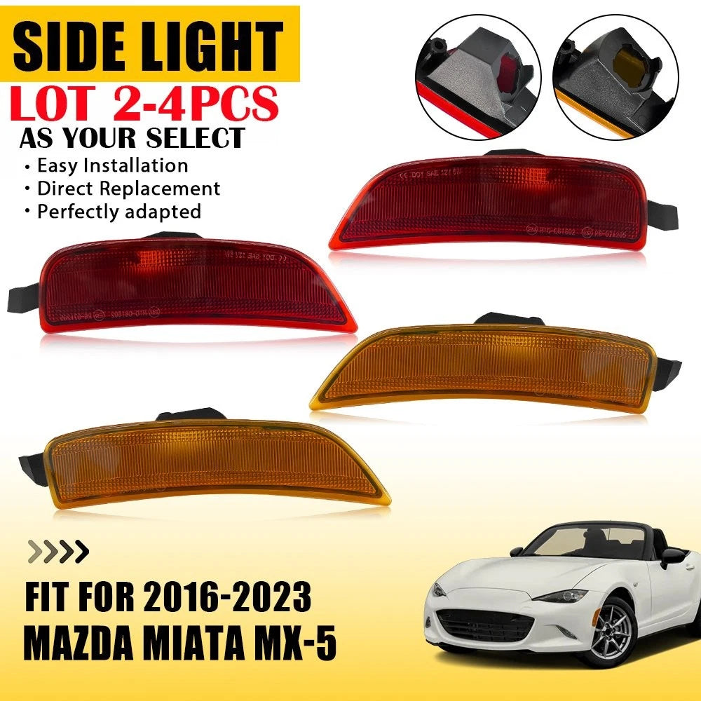 Side Marker Lights Reflector for Mazda Miata MX-5 (2016–2023) Amber Red EXV