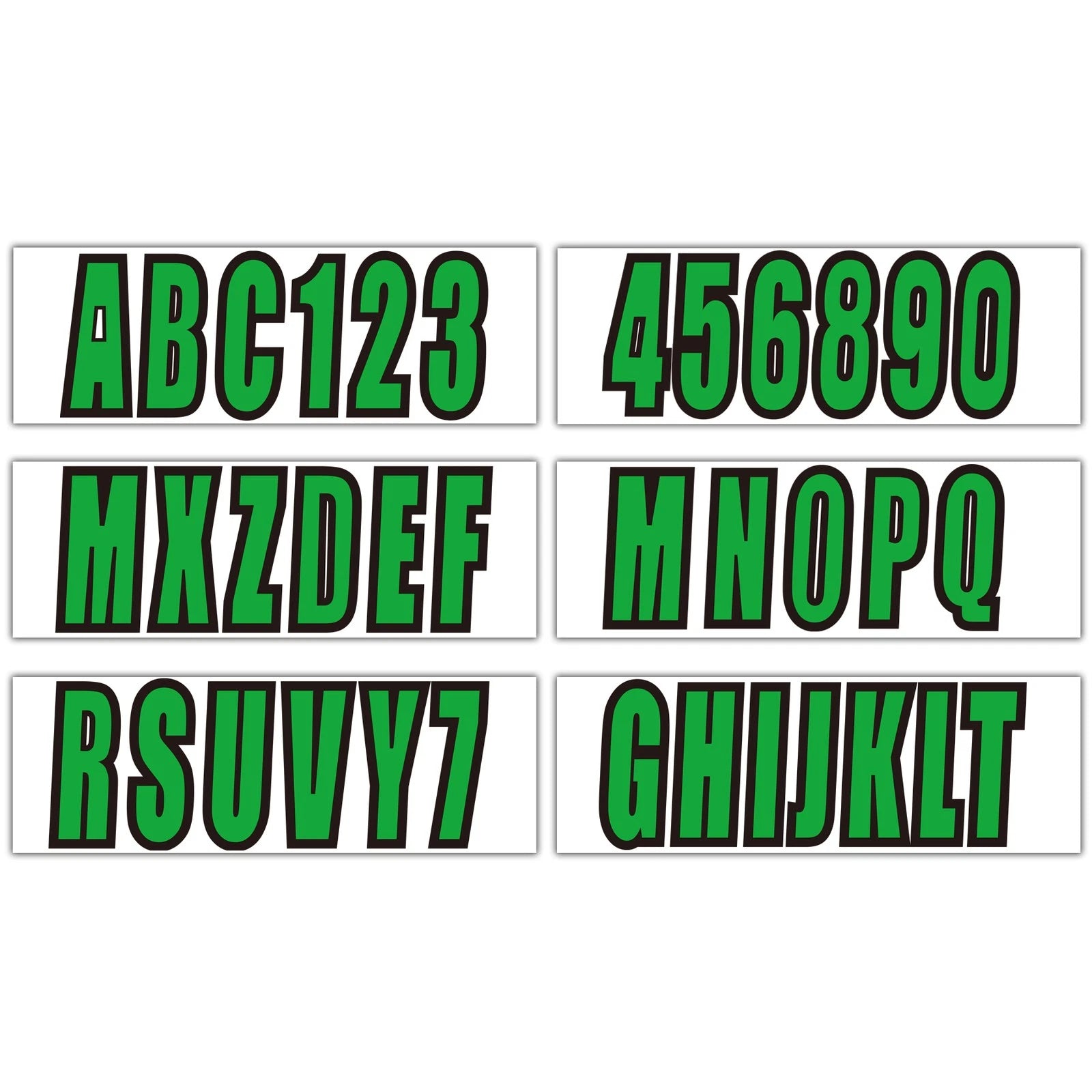 4X Custom 3" Green Boat Registration Numbers & Letters Decal Stickers