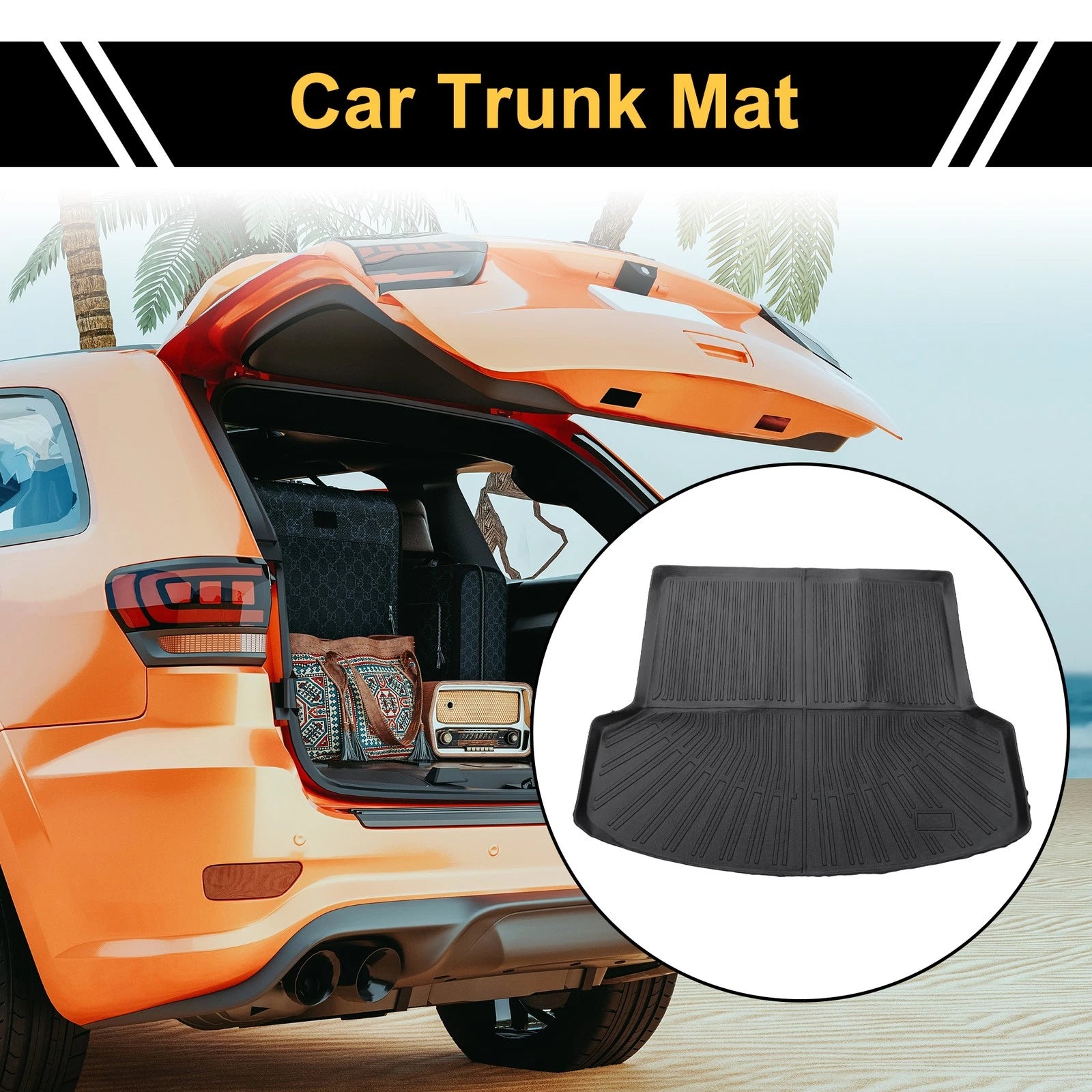 Cargo Liner Rear Trunk Mat for Hyundai Santa Fe (2021–2023) Stripe Pattern