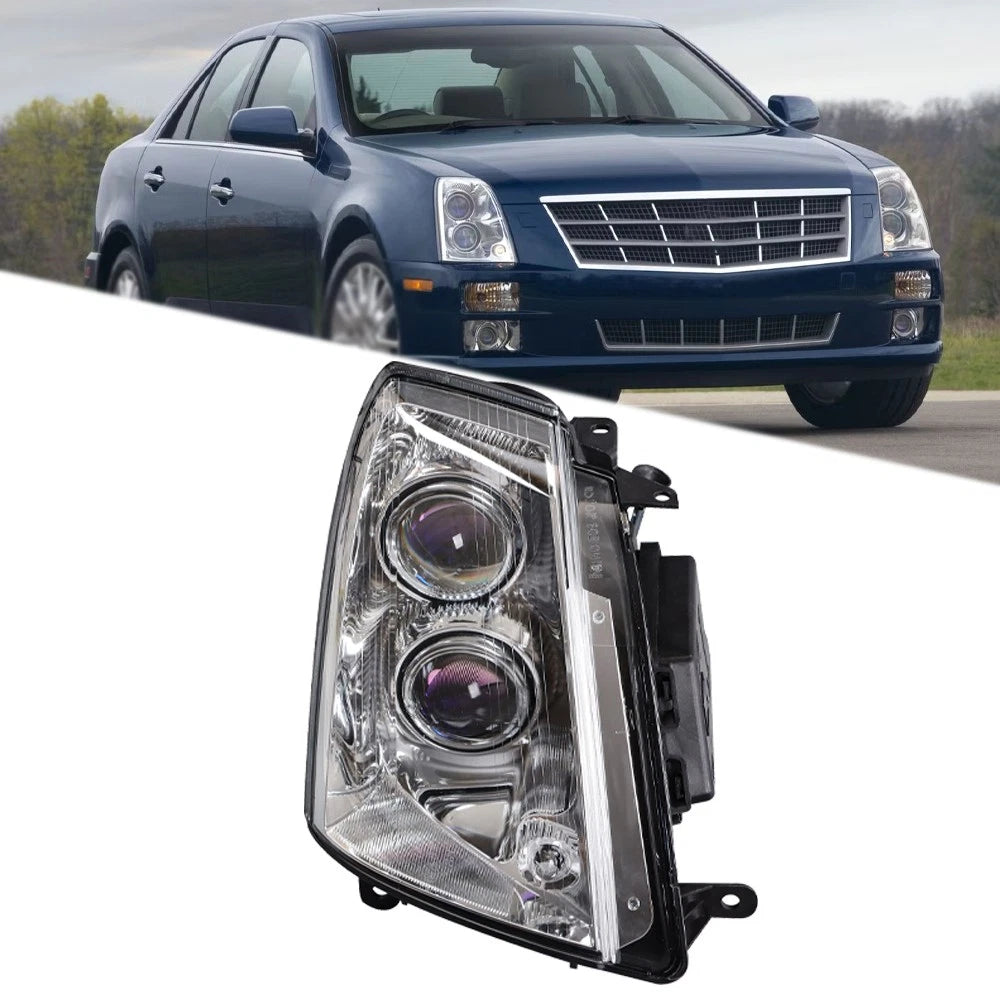 Headlight Assembly for Cadillac STS (2005–2011) Black Halogen Right Side