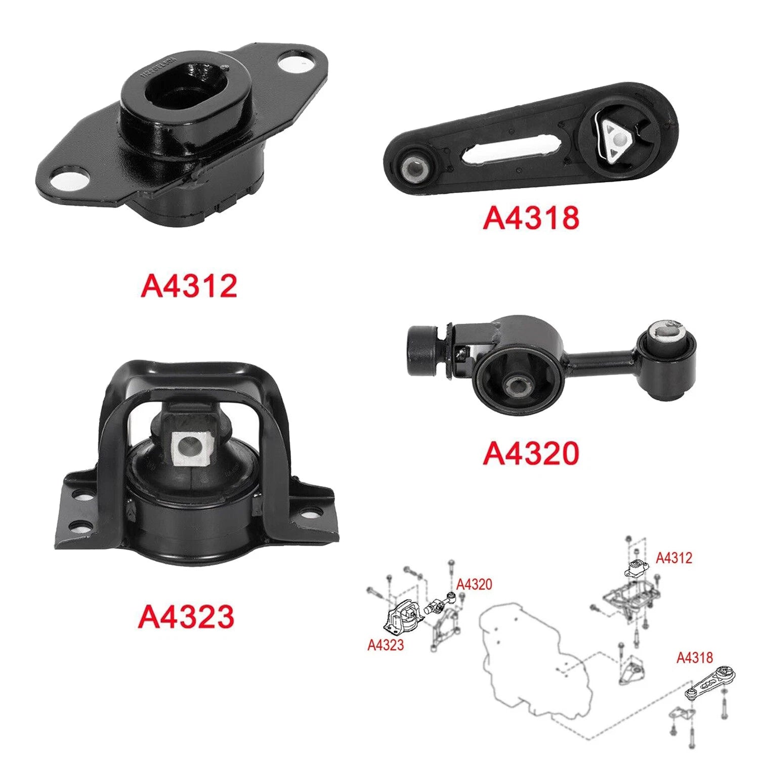 Engine Motor & Trans Mount Set for Nissan Cube/Versa 1.8L (2007–2014)