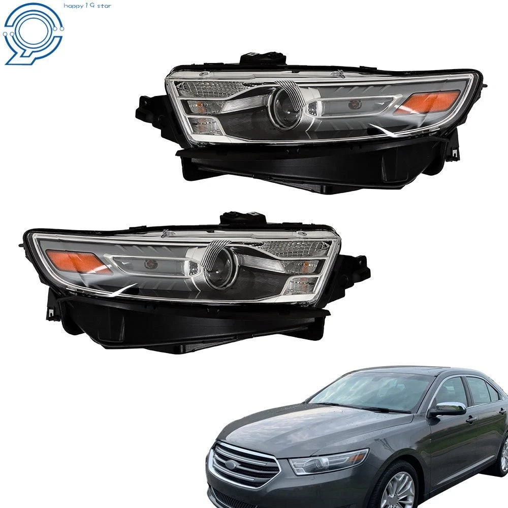 Headlights for Ford Taurus (2013–2016) Halogen W/Gray Trim, Driver & Passenger