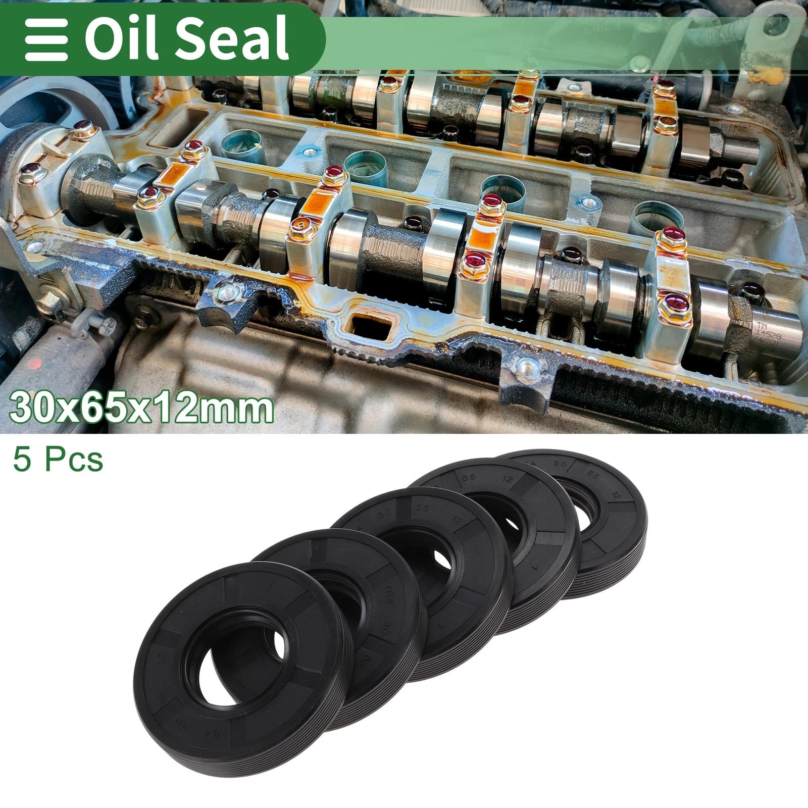 Set of 5 Oil Seals NBR Rubber 30x65x12mm for High Pressure