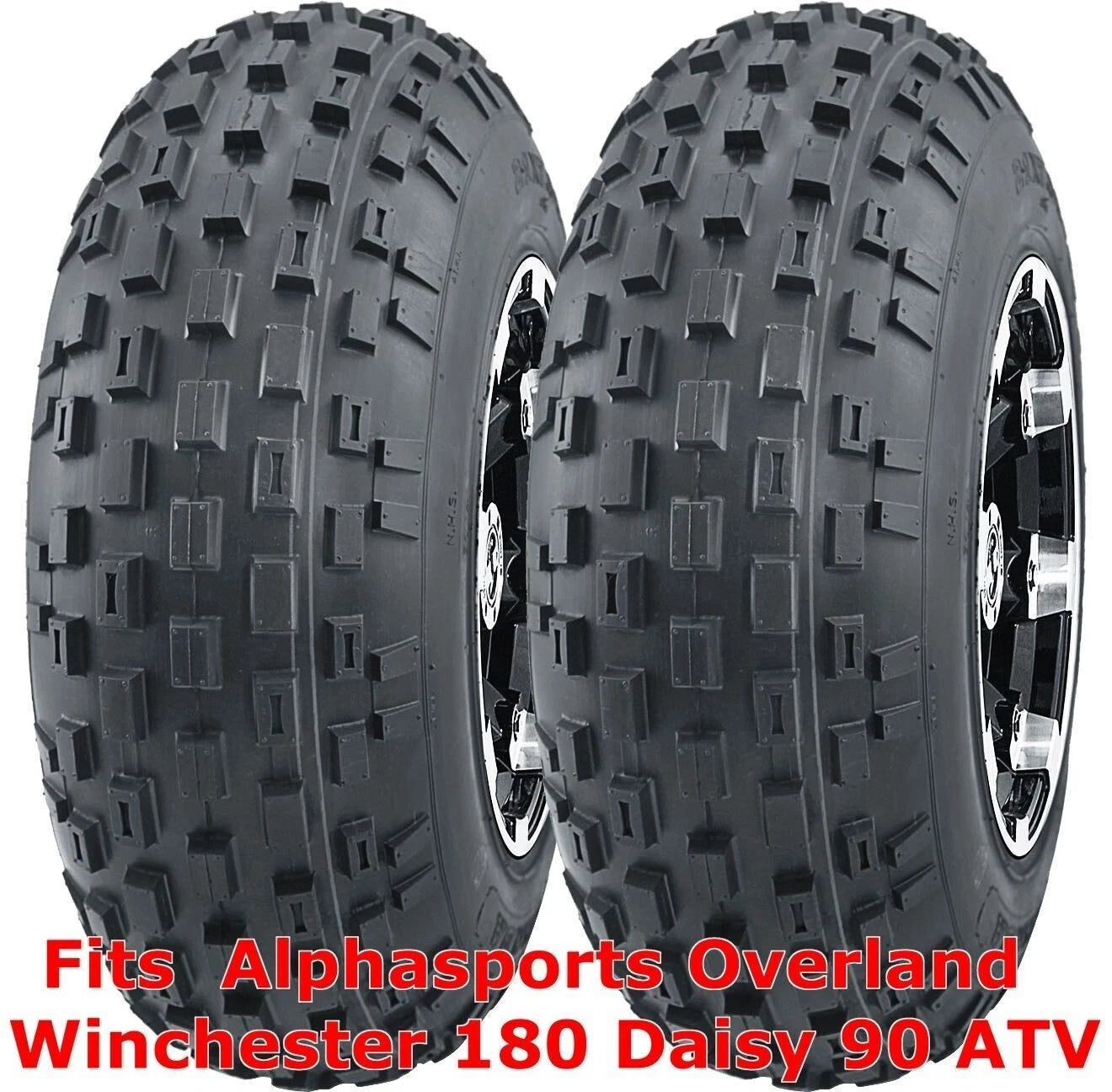 Set of 2 Knobby Tires 21x7-10 for Alphasports Overland Winchester 180 Daisy 90 ATV