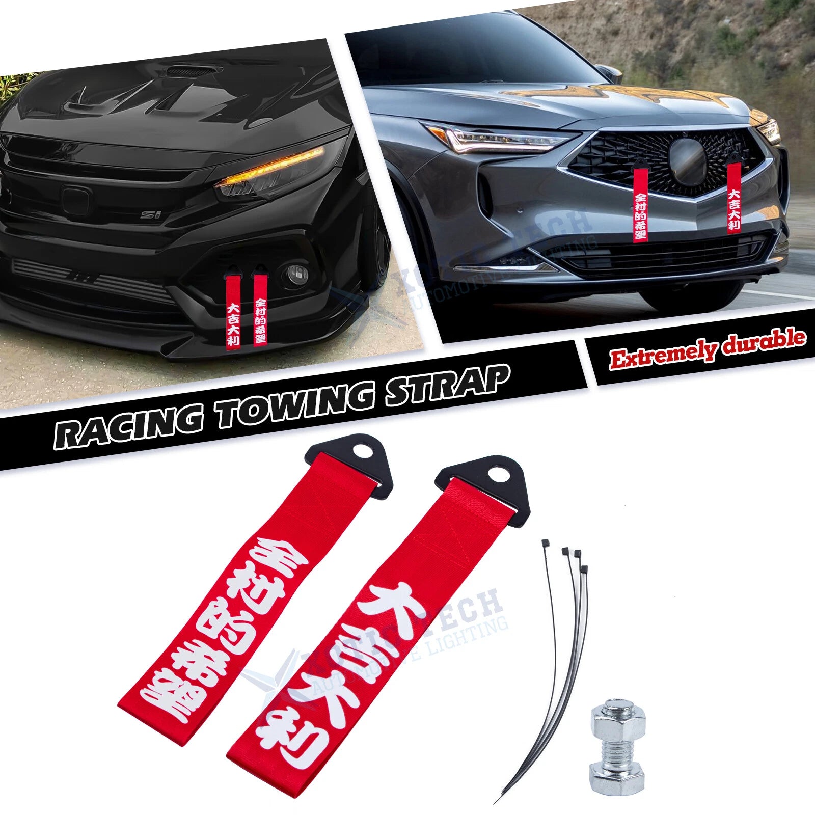 Sport Tow Strap Front Rear Bumper for Honda Acura (2018–2021)