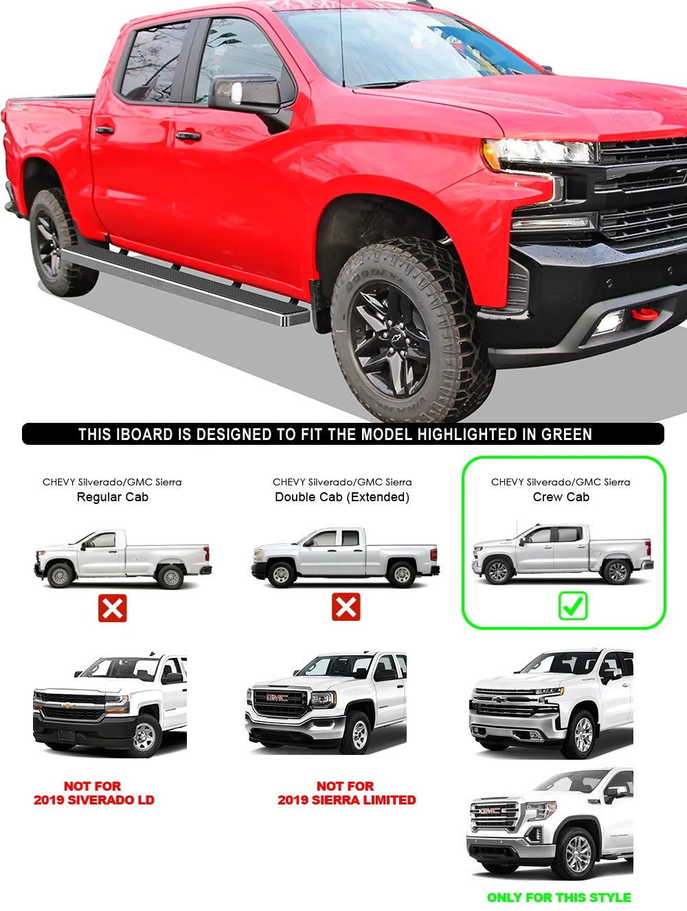 Wheel-to-Wheel Steps for Silverado Sierra Crew Cab (2019-2026)
