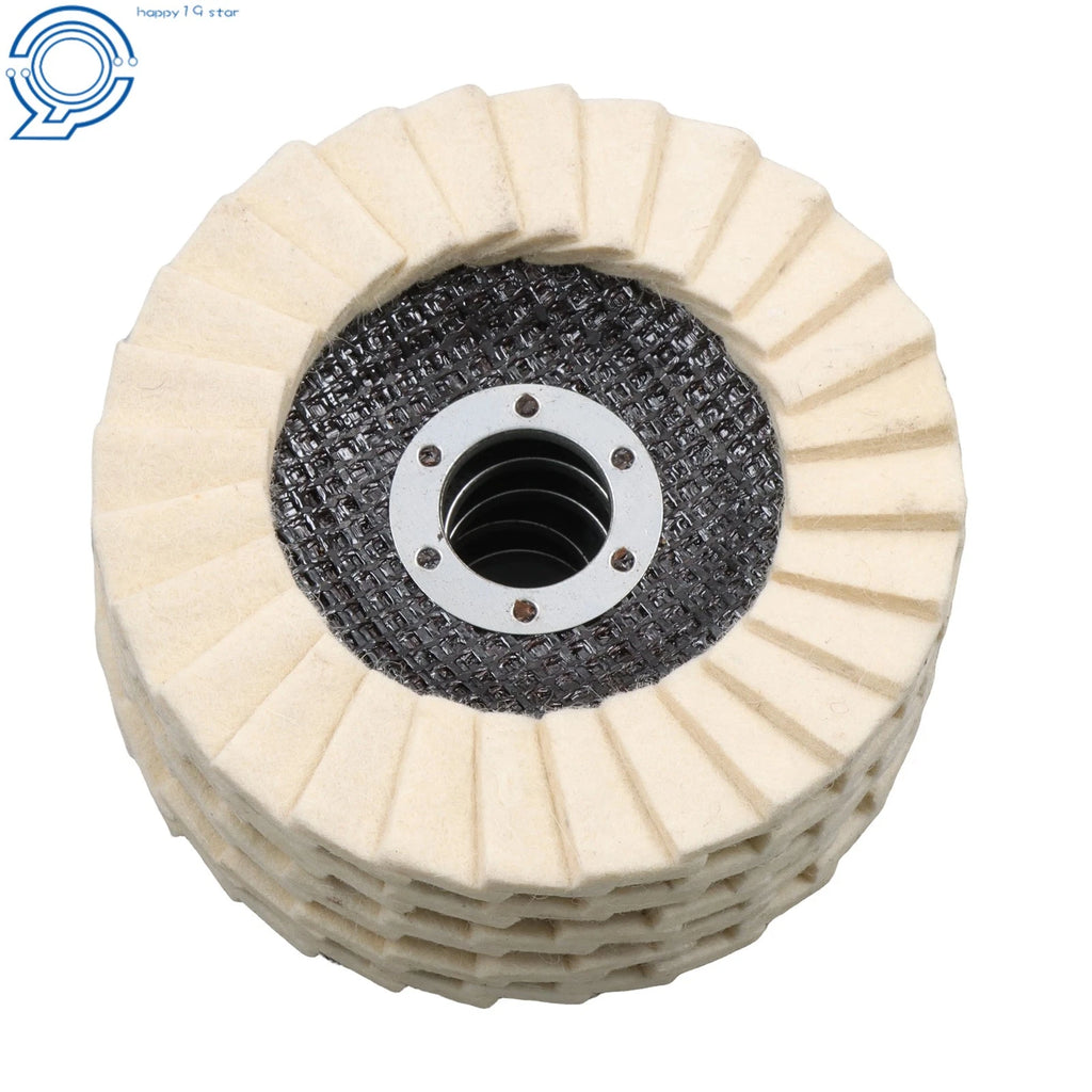 5 Pack Wool Felt Flap Discs for Buffing and Polishing Wheels (4-1/2")