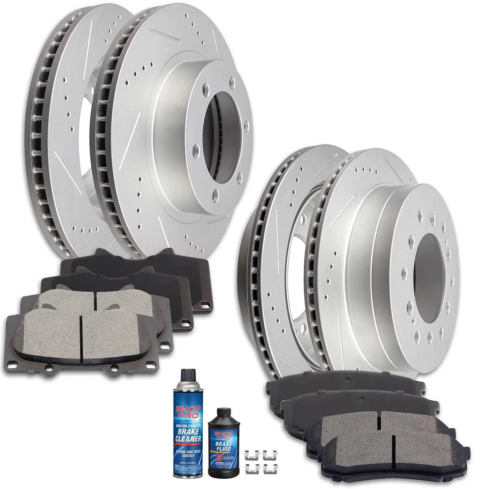 Set of 4 Front Rear Brake Rotors with Ceramic Pads for Toyota 4Runner, FJ Cruiser