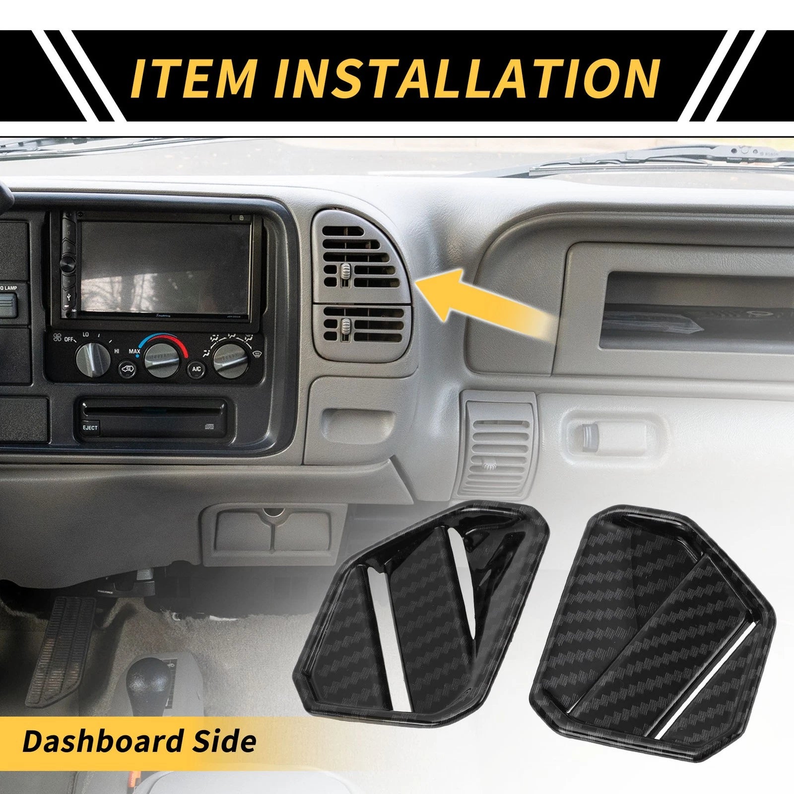 Set of 2 Carbon Fiber Air Vent AC Outlet Cover Trim for Toyota Tundra (2022–2024)