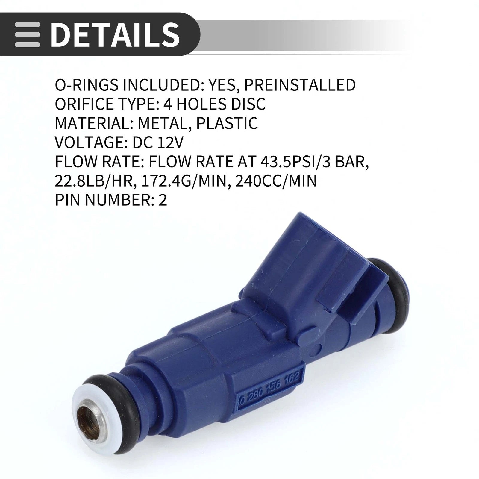 Fuel Injector No. 3M6G-9F593-BA for Ford Escape (2005–2008) 2.3L Blue