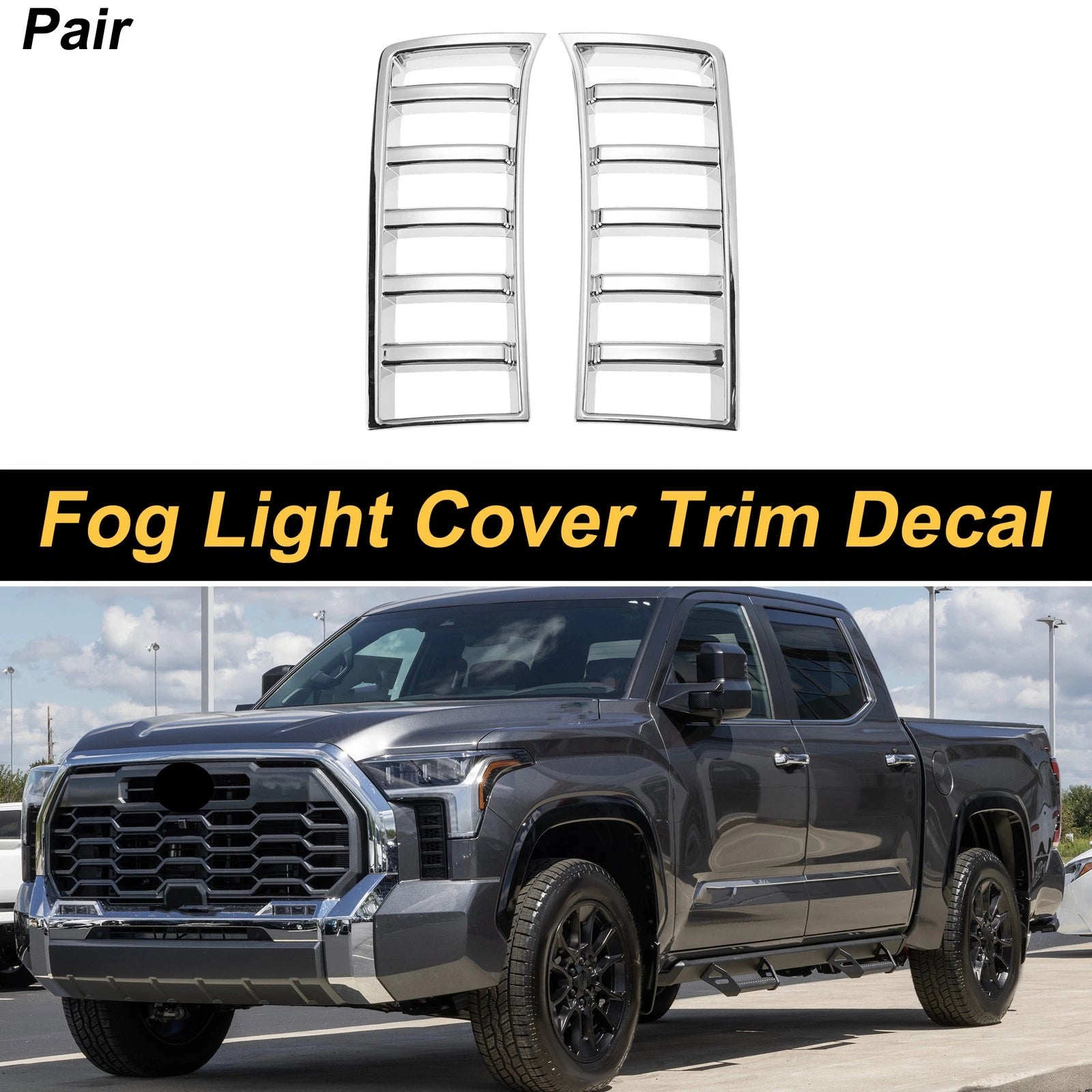 Set of 2 Fog Light Cover Trim for Toyota Tundra (2022–2025) Plating