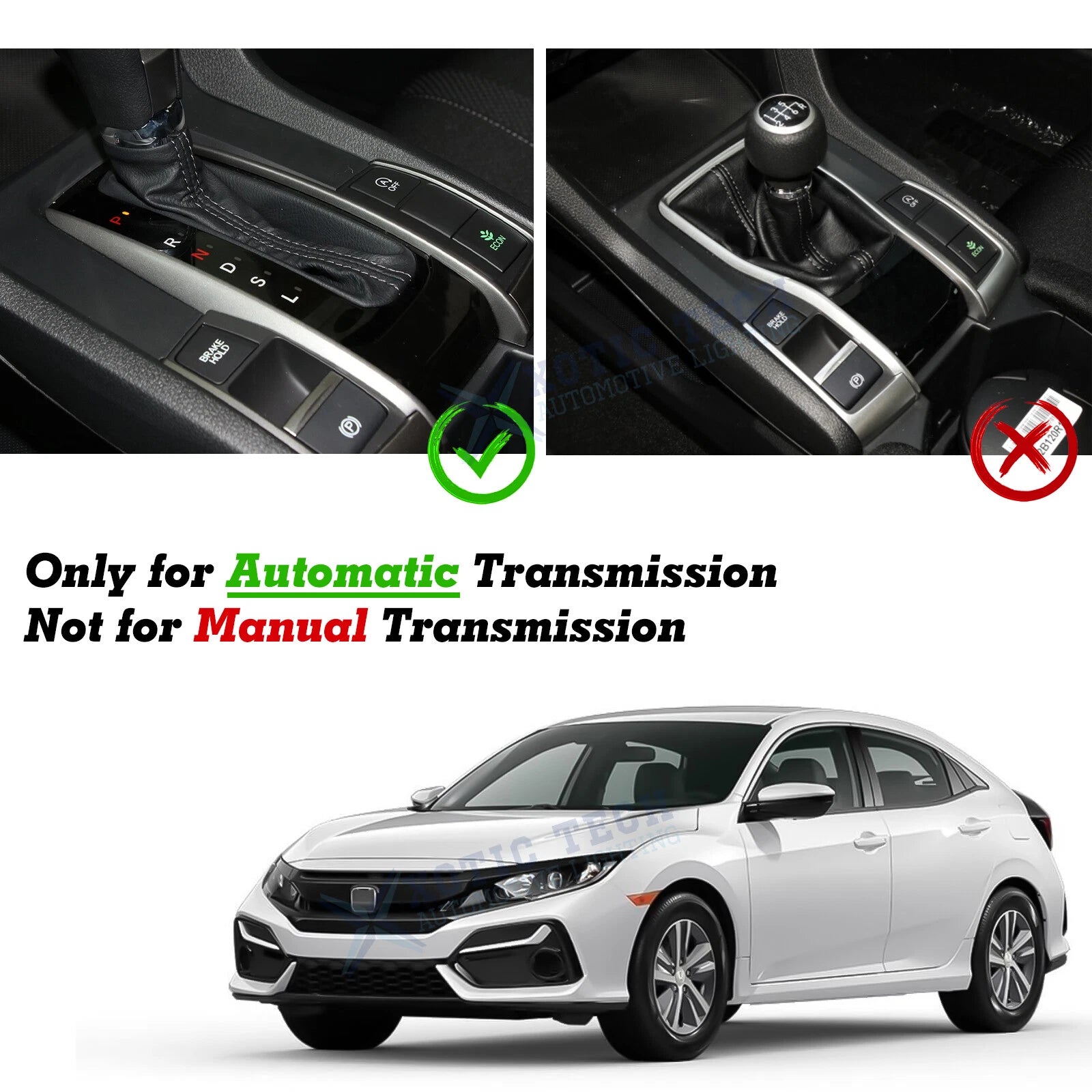 Red Console Gear Shift Box Frame Cover Decoration for Honda Civic (2016-2021)