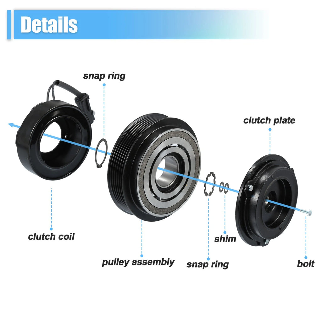 Set of 1 AC Compressor Clutch for Dodge Grand Caravan (2013–2020)