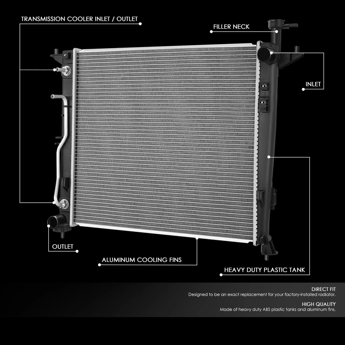 Aluminum Replacement Radiator for Kia Sorento 2.0T (2016–2018) DPI 13521