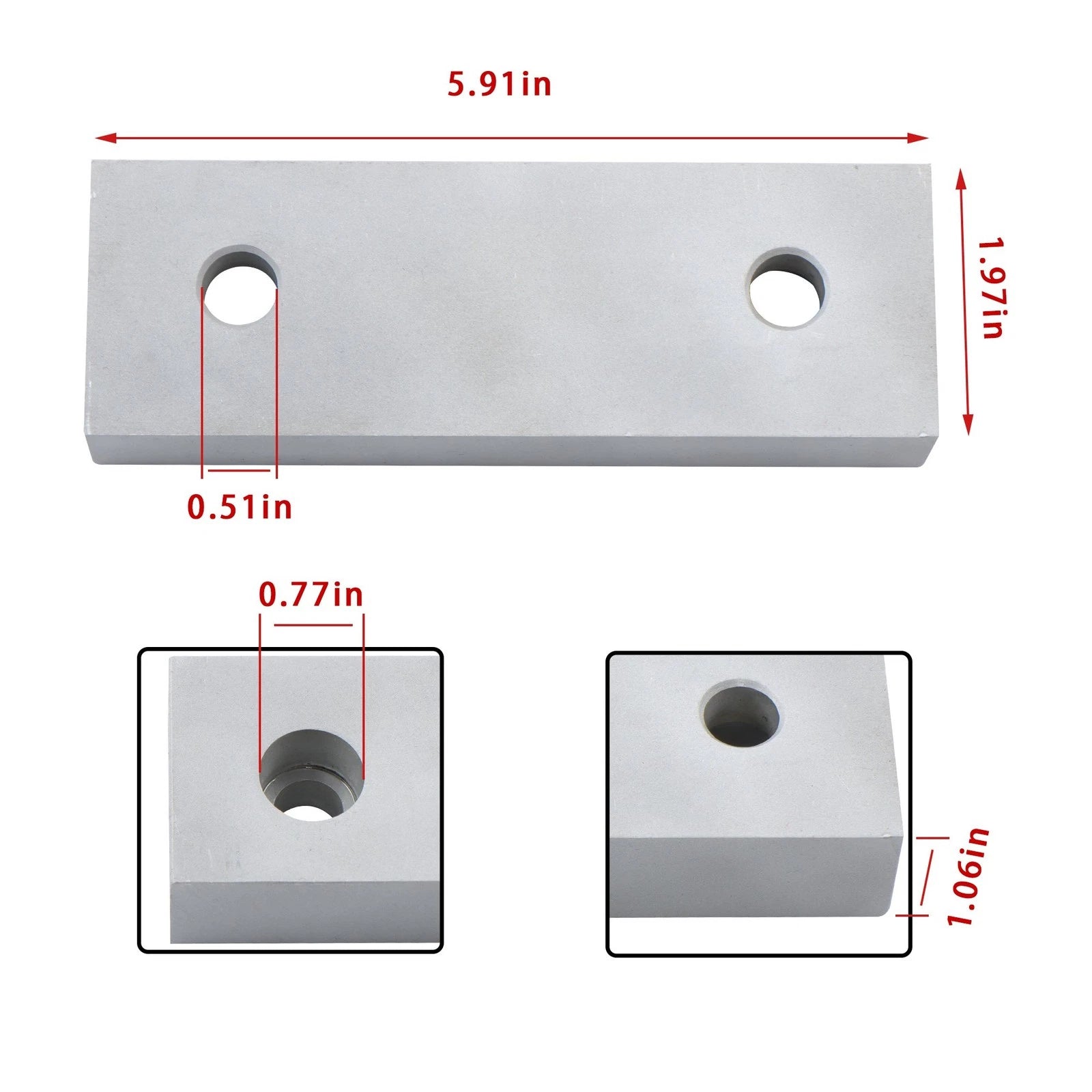 Reversible Aluminum Soft Jaws for 6" Milling Vise (1 Pair)