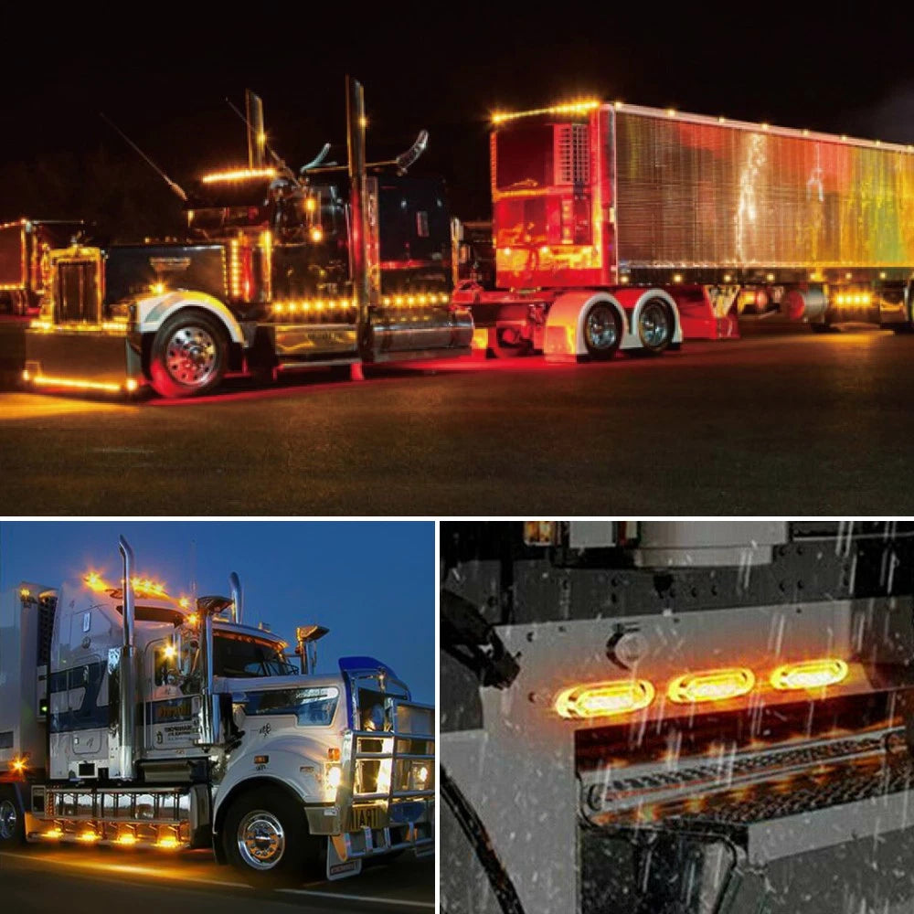 Set of 4 LED Oval Side Marker Lights for Truck Trailer