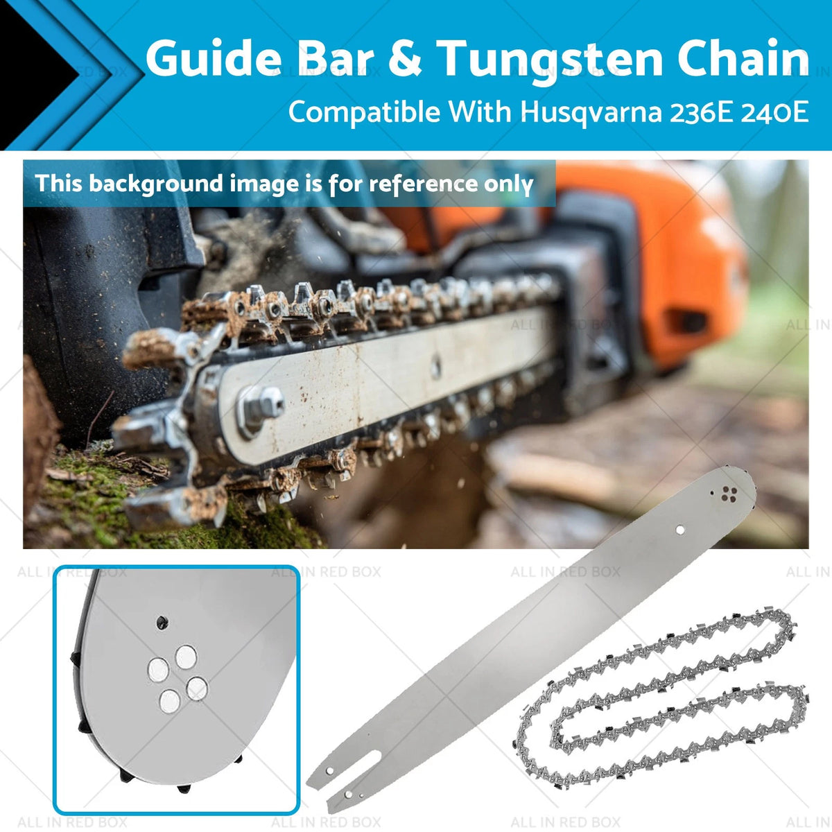 18" Bar & Tungsten Chain Kit 3/8LP .050 62DL for Husqvarna 236E 240E (2010–2015)
