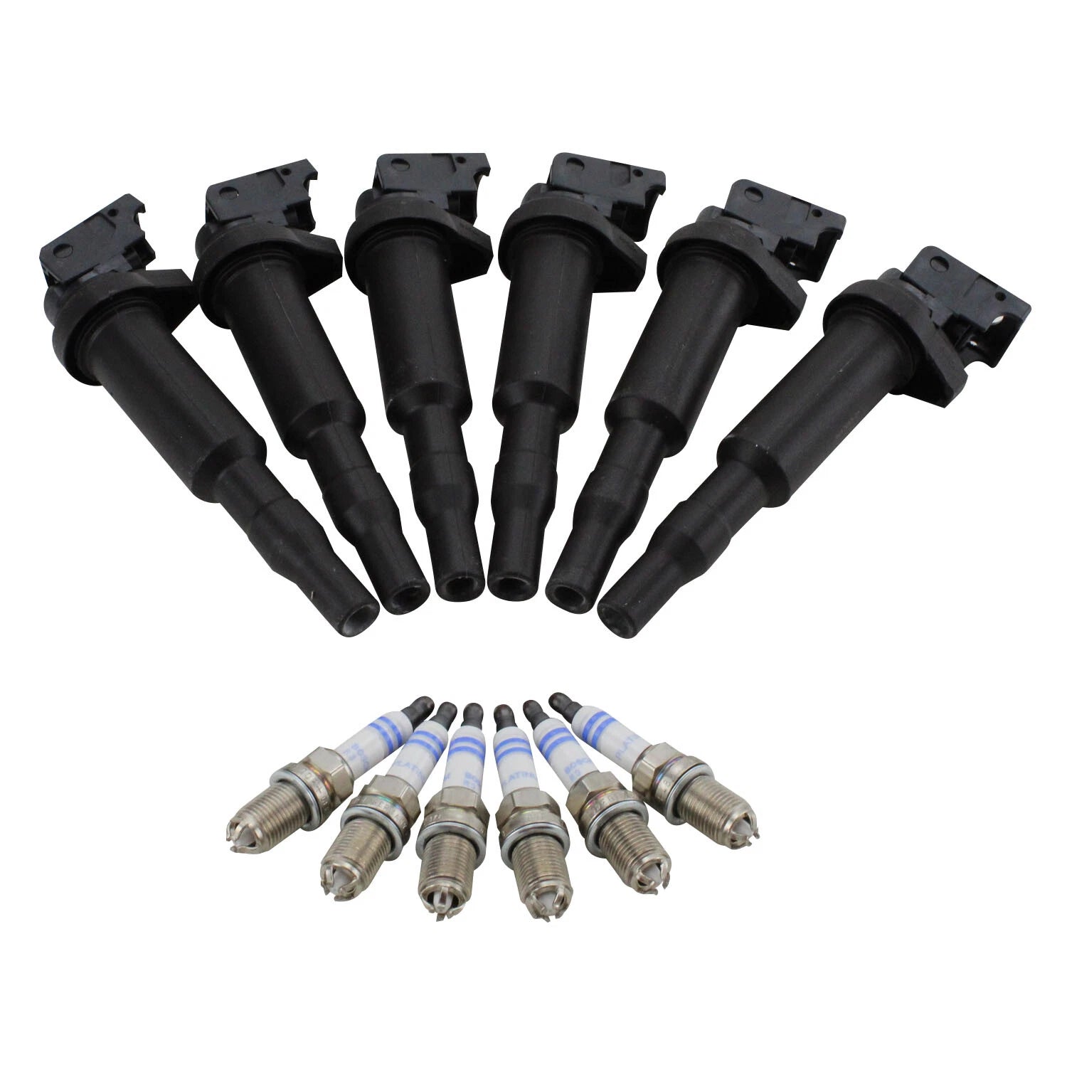 Set of 6 Bosch Platinum Spark Plugs & Ignition Coils for BMW E46 E83