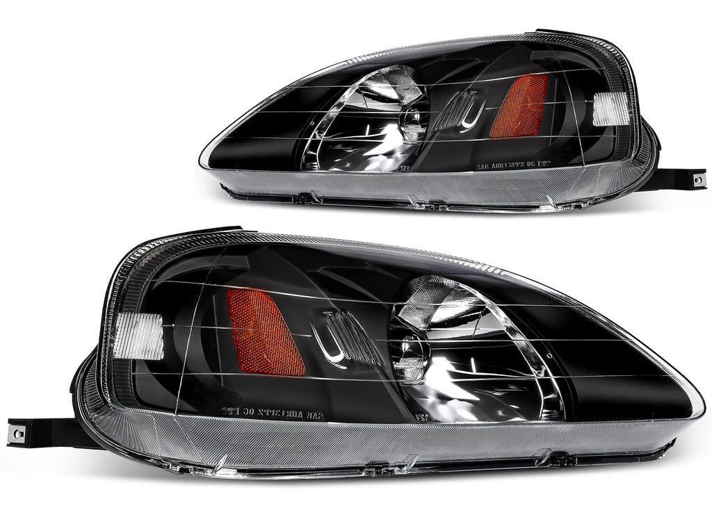Headlight Assembly for Honda Civic (1999–2000) Black Light Pair