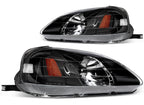 Headlight Assembly for Honda Civic (1999–2000) Black Light Pair