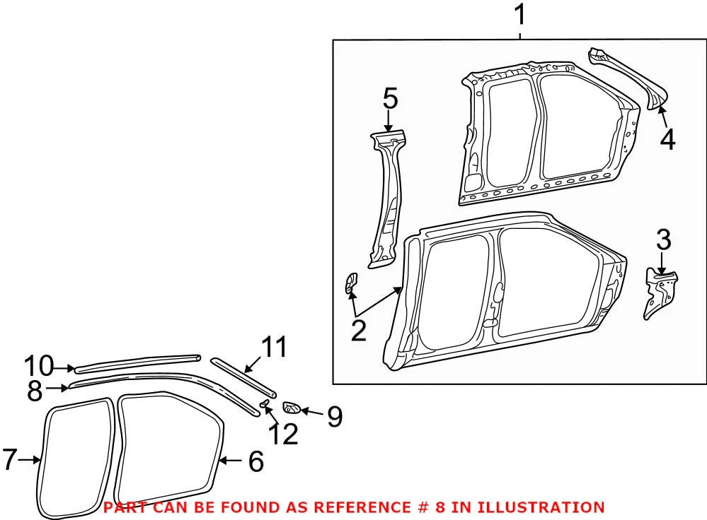 Driver Left Upper Door Seal for Dodge Ram 1500 (2019–2023) 55277191AB