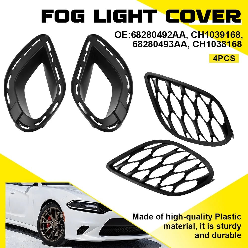 Set of 4 Fog Light Grilles & Mounting Brackets for Dodge Charger (2015–2025)