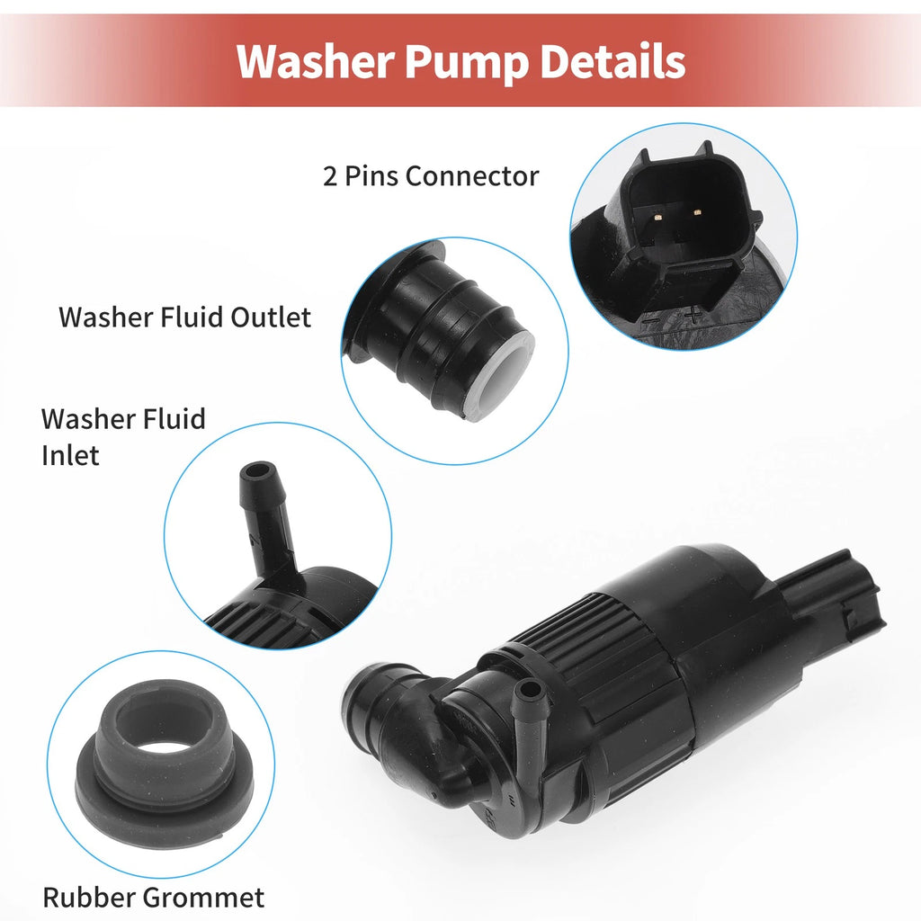 Windshield Washer Pump w/ Grommet for Ford (No.BA5317664AA)