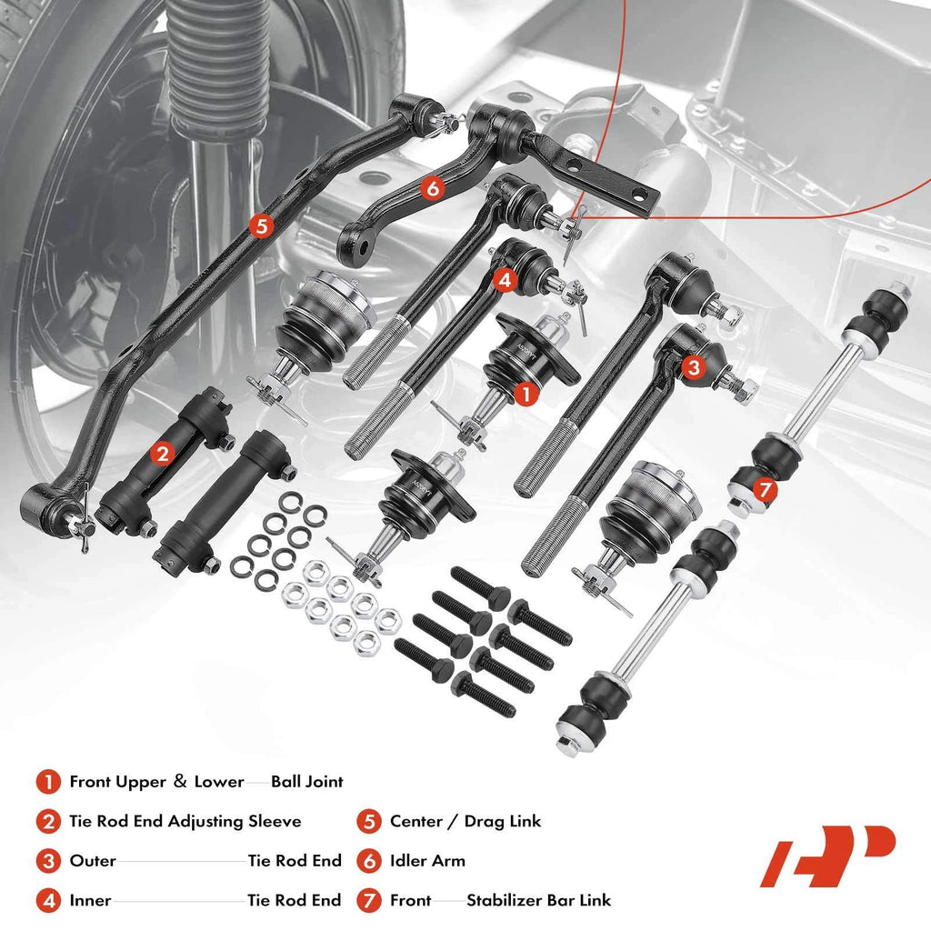 Set of 14 Front Sway Bar Tie Rod Idler Arm Ball Joints for Chevy Blazer (1996–2005)