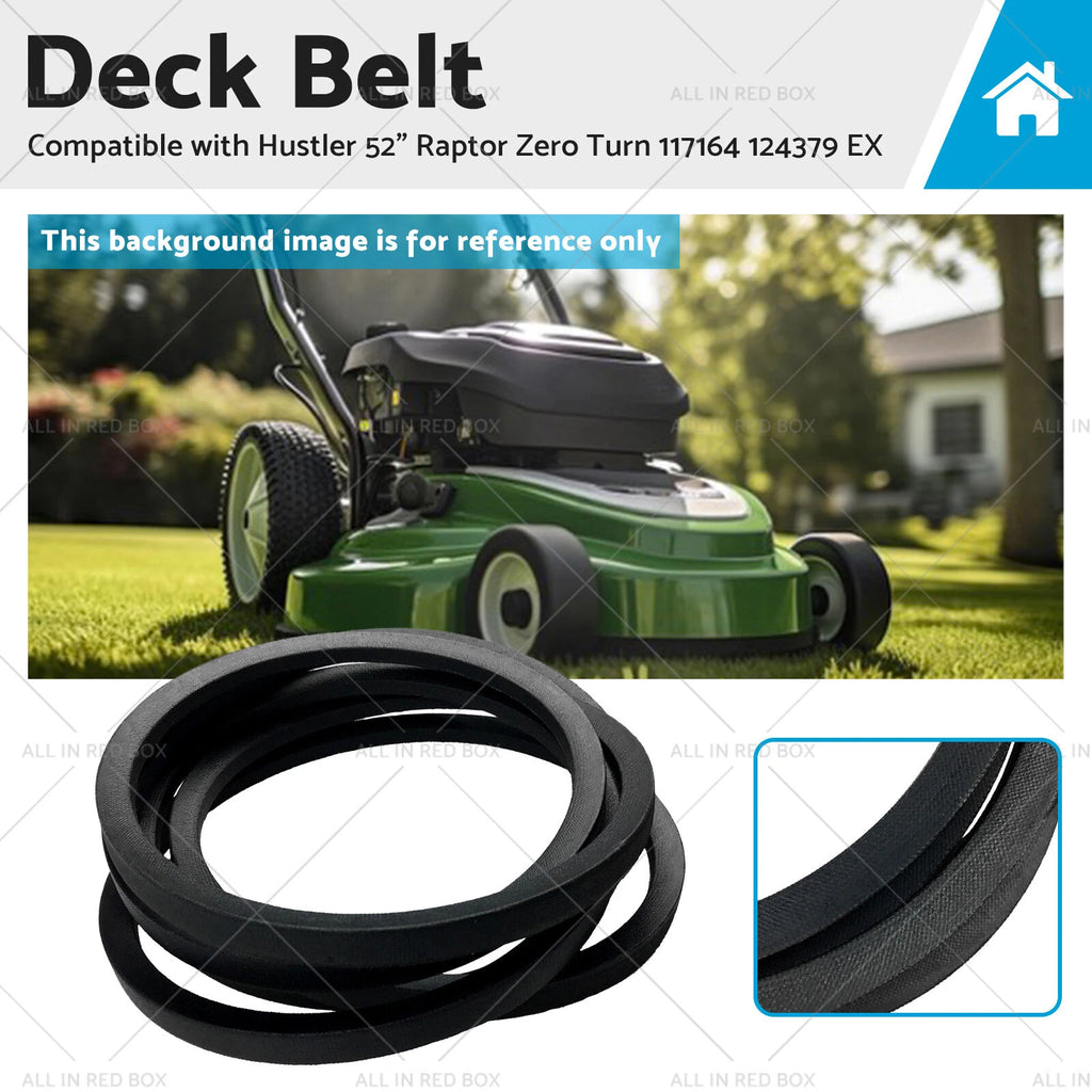 Deck Belt for Hustler Raptor 54 52 Zero Turn (117164, 124379, EX 791988)