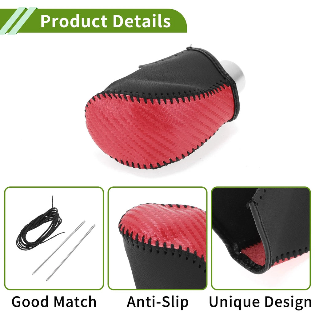 Gear Shift Knob Cover for Nissan Rogue (2017–2020) Red Carbon Fiber Black