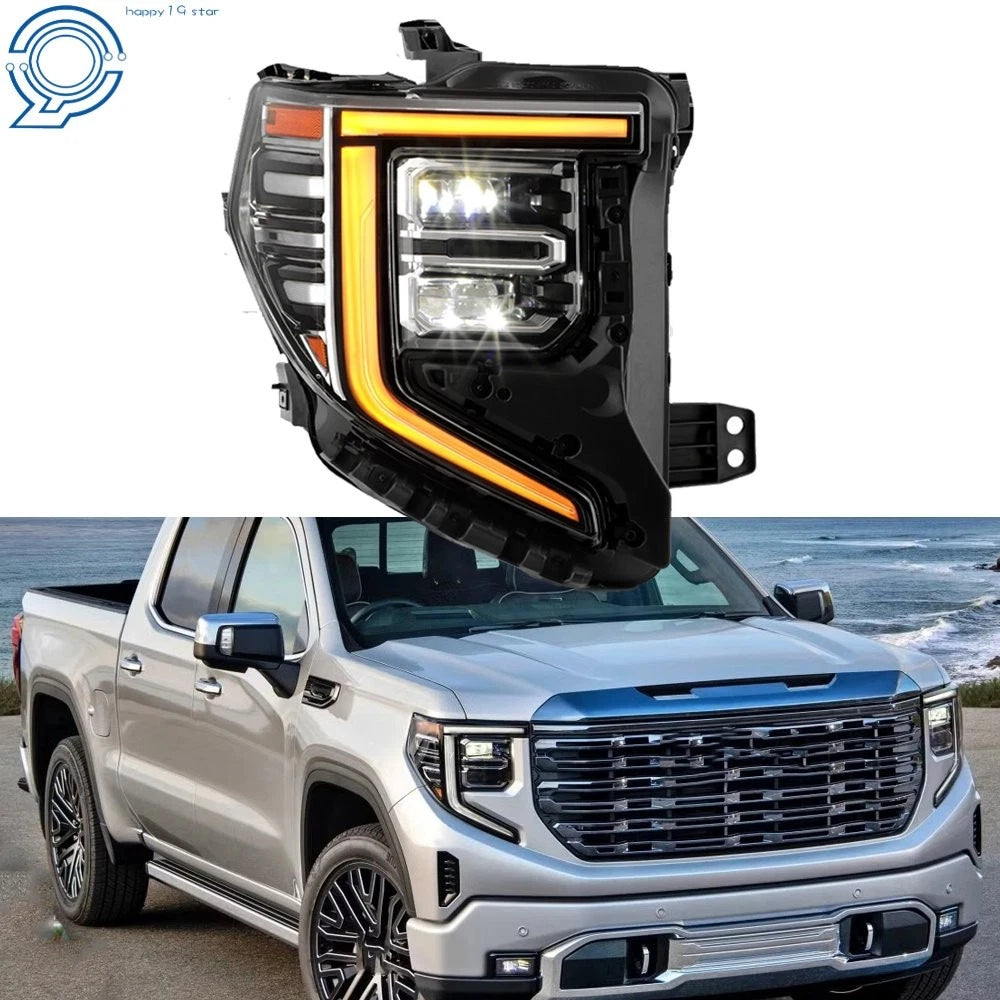Chrome Full LED Headlight for GMC Sierra 1500 SLT/Denali (2022–2024) Right RH